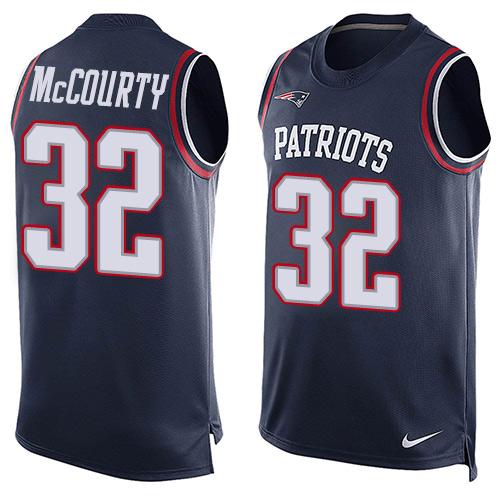 Nike Patriots #32 Devin McCourty Navy Blue Team Color Men's Stitched NFL Limited Tank Top Jersey - Click Image to Close